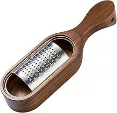 Wood Handle Stainless Steel Cheese Grater - Ideal For Shredding Chocolate, Vegetables & Fruits