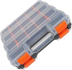 Double-sided Plastic Electronic Components Box with Handle, Small Bead Organizer Storage Container, 32x27x8cm Portable Tool Accessories Case for Electronics Projects