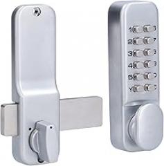 Mechanical Deadbolt Lock, Mechanical Keyless Entry Door Lock 1‑11 Digits Combination Outdoor Keyless Gate Lock for Warehouse, Garden, Garage, Yard, No Electronic (Sliver)