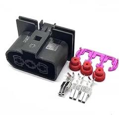 1/3 Pin 1J0906233 6.3mm Automobile Waterproof Connector Female Cooling Electronic Fan Plug(Black)