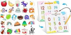 JoyCat Double-Sided Magnetic Number Tracing Board - 2-in-1 Numbers 1-20 Writing Toys for Toddlers & Kids + 26 Cute A-Z Objects, Large Magnetic Refrigerator Toys