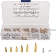 Nut, 180Pcs M2/2.5/3 Standoff Set 1-Way Carbon Steel Screw Nuts Fasteners Assortment Kits with Box Fasteners for Electronics, Hardware Spacers (M2)