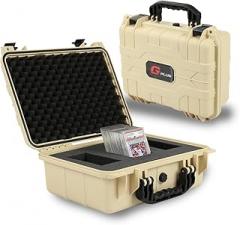 Storage Box for Collectible Cards, Tools, Screws, Craft Supplies DIY Adjustable Organizer Box with Removable Dividers & Protective Foam, Lightweight Stackable Storage Container Beige Large