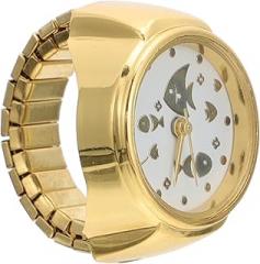 MUCKLILY Chic Gold Fish Design Electronic Ring Watch for Women Unique Portable Casual Jewelry Timepiece