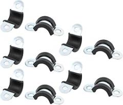 10Pcs 13mm Pipettes & Pipettors Dia Rubber Lined U Shaped Zinc Plated Pipe Clips Hose Electronic Pipettors Tube Clamp