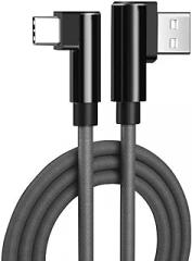Type C Data Cable with Double Bend Ends and Fabric Weave Durability 90 Degree Elbow for Phones Electronics Fabric Weave Charging Wire