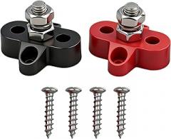 2 Pcs Single Stud Power Distribution Block, 5/16 Inch Battery Terminal Bus Bar, Marine Automotive RV Solar System Junction Block for 12V 48V Electrical Applications with 4 Mounting Screws