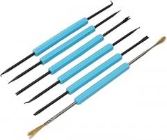 6 in Soldering Tool Set, Desoldering Aid Tool Kit for Welding Grinding Cleaning, Electronic Repair Tools with Carbon Steel IC Disassembly Hand Tools