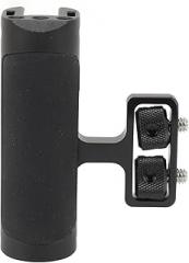Curved Camera Cage Side Handle Grip, Aluminum Alloy with Cold Shoe Mount, Adjustable Direction, 1/4in Screw Hole, Ergonomic Design for Universal Camera Cages
