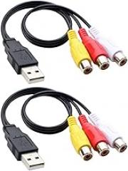 USB Male to 3rca Female Av Cable Adapter 0. Copper Audio Video Connector for Tv Set-top Box Home Theater Electronics