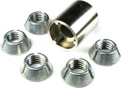 Installation Tool with 5pc 3/8-16 Tri-Groove Tamper Proof Security Nuts, Carbon Steel Socket, Zamak5 Material, #30, 430, LPF430 Tool Included