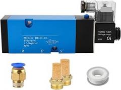 4M410-15 Electronic Air Solenoid Valve 5 Way Pneumatic(4M410-15 AC220V,with 6mm Fitting)