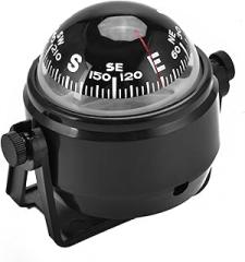 Boat Black Electronic Adjustable Military Marine Ball Night Compass, Adjustable Mounting Bracket for Marine Boat
