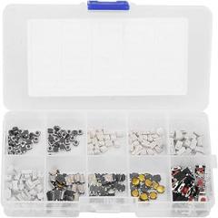 250 Pcs Tactile Switch Assortment Kit Durable 10 Kinds Momentary Push Button Suit for Electronics Car Toys Appliances