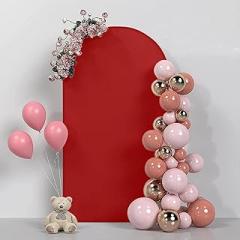 Arch Backdrop Stand Cover, Spandex Fitted Wedding Arch Cover Round Top Chiara Backdrop Stand Covers for Wedding Ceremony Birthday Party Baby Shower Banquet Decoration (6.6FT, Red)