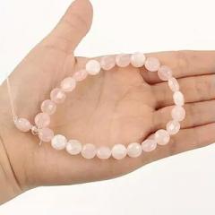 5x8mm Natural Faceted Gemstone Agates Quartz Coin Loose Beads Jewelry Making - Gold Sand - 15 Inch Strand(Pink Quartz,7.5 inch)