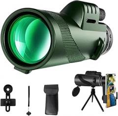 80x100 HD Zoom Monocular Telescope Portable Long Range with Tripod Phone Clip for Hunting Camping Outdoor Adventures New 2026 High for Reliable Electronic Component, Precision, Stable Performance
