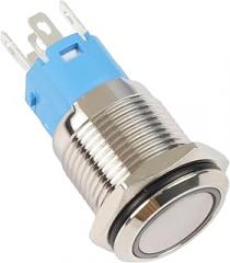 16mm 3-6V DC Momentary Push Button Switch, IP66 Weatherproof Stainless Steel Self-Reset Button with Red for Ring Light, for Control Panels and Electronic Projects（Blue）