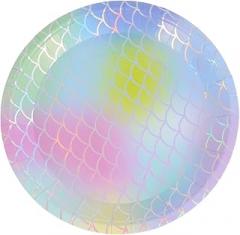 Milisten Creative Iridescent Mermaid Paper Plates 24pcs Set 9-inch Disposable Party Plates for Birthday, Wedding, and Carnival Dessert Table Decorations