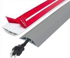 Floor Cord Cover,5ft Cable Protector & Hider,Prevent Cable Trips,Self Adhesive,Cable Management & Organizer,Soft PVC Extension Wire Cover,Cable Cavity = 0.47