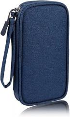 Electronics Organizer Bag Pouch Cable Charger Case Travel Shockproof Cord Carrying Case for Earphone Powerbank USB Hard Drive SD Card (Navy)