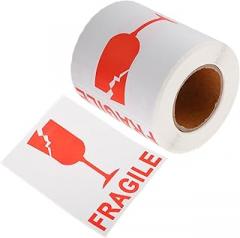 STOBAZA 1Roll Fragile Stickers Adhesive Warning Labels for Shipping Packing Moving Safe Handling Decals for Glass Electronics