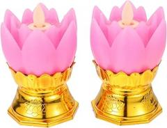 Happyyami 2Pcs Electronic Lotus Shaped Lamp Premium Buddha Light for Home Decoration Non Flicker Warm Atmosphere Present for Friends for Meditation and Zen Lighting