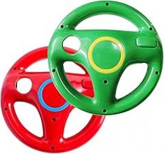 DOYO 2 Pack Steering Wheel for Nintendo Wii and Wii U Remote Controller, Racing Wheels Games Accessories for Mario Kart (Red+Green)