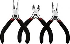 3pc Multi-function Pliers Tool Set for for Electronic Repair and Jewelry Making: Needle Nose, Round Nose, Wire Cutters Kit