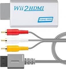 Wii HDMI Adapter with AV Cable,Wii to HDMI Converter 1080P with 3.5mm Audio Jack,Compatible with All Nintendo Wii Display Modes