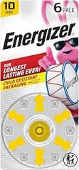 Energizer Hearing Aid Batteries Size 10, Yellow Tab, 6 Pack