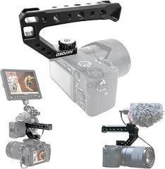 R005 Camera Top Handle Grip Hot Shoe Top Cheese Mount Universal Video Stabilizing Rig with 4 Cold Shoe 1/4