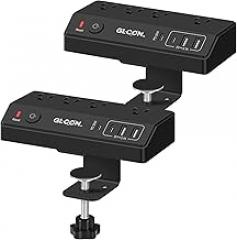 Pack of 2 Desk Clamp Power Strip Surge Protector with 4 AC Outlets 4 USB Ports (2 USB A + 2 USB C) - Multi Plug Extension Cord for Home, Office, Desk, Dorm, Electronic, Phone, Computer Accessories