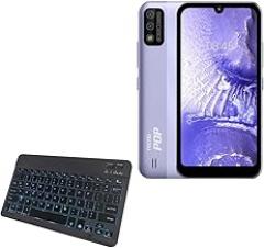 BoxWave Keyboard Compatible with Tecno Pop 5S - SlimKeys Bluetooth Keyboard - with Backlight, Portable Slim LED 7 Colors - Jet Black
