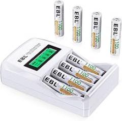 EBL Rechargeable AAA Batteries 8 Packs High Capacity 1100mAh with Individual LCD AA/AAA Rechargeable Battery Charger