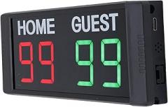 Digital Electronic Scoreboard Portable Tabletop Score Keeper for Volleyball Basketball Soccer with Remote Control for Indoor Use Aluminum Alloy Frame,UK Plug