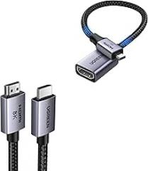 UGREEN 8K HDMI 2.1 Cable 48Gbps 6.6FT Bundle with Micro HDMI Adapter, 10K 8K@60Hz