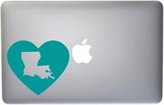 Louisana Love State Pride Heart Vinyl Decal for MacBook, Laptop or Other Device 5 Inch (Turquoise)