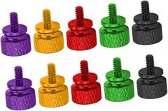 Vaguelly 10 Pcs Aluminum Alloy Chassis Fixing Thumbscrews DIY Computer Case Screws with Knurled Head, Hand-Tighten Replacement for PC Side Panel, Set for Electronics Assembly
