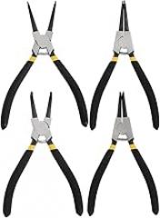 4pcs 7-inch Multifunctional Internal External Snap Ring Pliers Set, Straight and Bent Jaws, Retaining Ring Repair Tool for Electronics and Mechanical Maintenance