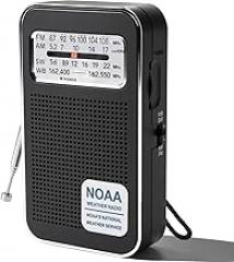 Rechargeable Emergency NOAA Weather Radio, 4 Bands AM FM SW WB Pocket Radio with Best Reception, Portable Battery Operated Transistor Radio with 3.5mm Earphone Jack for Gift, Elder (2 Power Source)