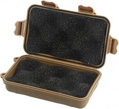 Small Airtight Waterproof Plastic Box, Waterproof Floating Storage Container for Camping, Fishing, and Travel, Shockproof Outdoor Gear Case with Foam Lining, for Electronics and(Tan)