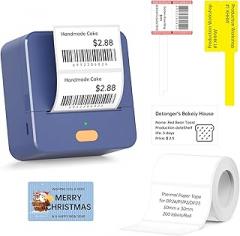 Label Maker Machine with Tape P1 2 Inch Thermal Portable Bluetooth Shipping Label Printer Sticker Maker Labeling Machine Home Office School Business Use Rechargeable Battery Included Blue