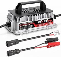 58.4V 18A Lithium Battery Charger for 48V LiFePO4 Battery, Waterproof Connector with M8 Ring & Alligator Clip, for Golf Carts, RVs, 48V Trolling Motors