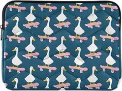 Laptop Sleeve Case Portable Electronic Device Cover Ducks Riding Skateboards Dark Blue Shockproof Protective Notebook Case