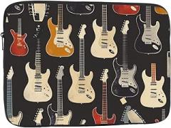 Guitar Pattern Printed Laptop Bag for Women Men Shockproof Travel Office School Laptop Bag, black, 13 inch