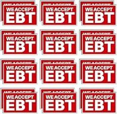 24 Pcs 3x5 Inch We Accept EBT Stickers Decals Waterproof Business Electronic Benefit Transfer Outdoor Store Door Window Decals for Businesses Organizations Groceries EBT Payment, Red
