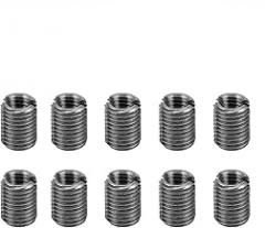 Respicefinem 10Pcs Insert Nut Fine Pitch Male Thread Repair Small Slotting Stainless Steel Sleeve Set Ideal for Aviation Steam Turbines Electronic Communications Computers Lamps