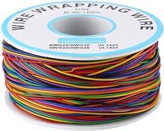 Jeanoko 8 Wire Tinned Copper Jumper Cable, 30AWG 250M Breadboard Wire Insulation Wrapping with Multicolor 0.6mm OD for Electronics Test PCB Soldering