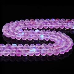 6-10mm Natural Austria Matte Moonstone Round Loose Beads - Dark Blue 8mm Jewelry Making - 46pcs(Matte Light Purple,6mm Approx 62pcs)